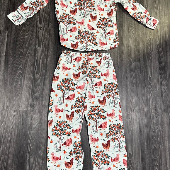 Printfresh Hen Pajamas with Chicken and Tree Print Cotton Set Retail $168 - Picture 10 of 10